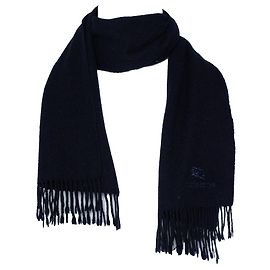 Sciarpa in cashmere blu Burberry con ricamo Blu