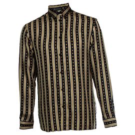 Camisa negra y dorada con estampado greca Versace Multicolor