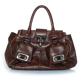 Céline Celine, Sac à main en cuir marron Blossom Marron