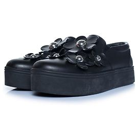 Marc Jacobs, florale Slipper-Sneaker in Schwarz Schwarz