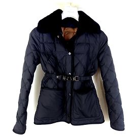 Moncler Sania Fur Trimmed Belt Short Down Jacket Padding Black