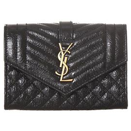 Saint Laurent Mix Matelassé Envelope Wallet Black