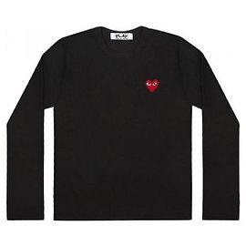 Comme Des Garcons Langarm-T-Shirt mit rotem Herz-Patch AX Schwarz