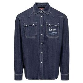 Kenzo Camicia western in denim ricamata Nero