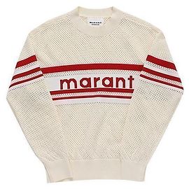 Isabel Marant Strickpullover Damen Logo Alwen Weiß
