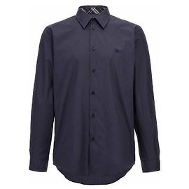 Burberry Camisa de algodão slim fit de manga longa Azul