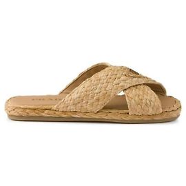 Prada Raffia Cross Slide Orange