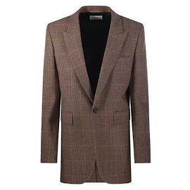 Saint Laurent Karierter Woll-Kaschmir-Blazer Rot