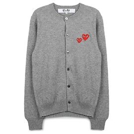 Comme Des Garcons Cardigã de malha com patch de coração duplo Marrom