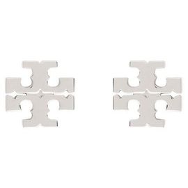 Tory Burch Logo Stud Earrings Silvery
