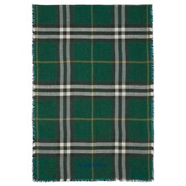 Burberry Reversible Checkered Wool Silk Scarf Check Black