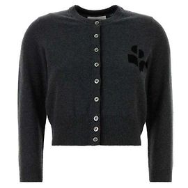 Isabel Marant Cardigã de algodão e lã com logo Marrom