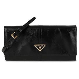 Prada Cartera de cuero con correa Negro