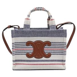 Céline Piccola borsa tote e a spalla in tela a righe Multicolore