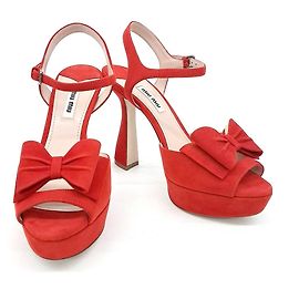 Miu Miu Suede Sandals Red