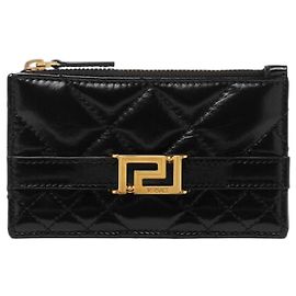 Versace Greca Goddess Zip Card Holder Black