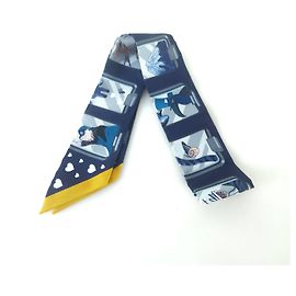 Hermès Lenço de seda Twilly Azul