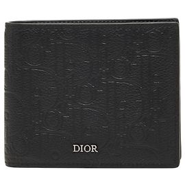 Christian Dior Black Leather Bi-fold Wallet Black