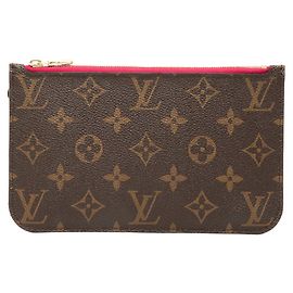 Louis Vuitton Monogram Neverfull Handbag and Pouch Brown