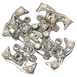 Chanel Coco Mark Brosche mit silbernen Strasssteinen Silber