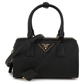 Prada Mini bolsa tote con logo triangular Saffiano Negro