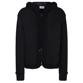 Moncler Strickjacke aus Baumwollmischung mit Reißverschluss Schwarz