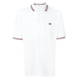 Bally Chain Logo Embroidery Short Sleeve Polo Shirt White