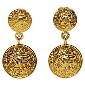 Céline Celine Vintage Gold Plated Clip Earrings Golden