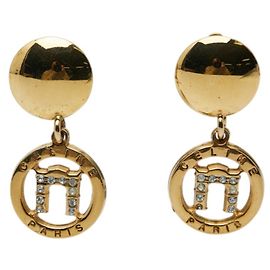 Céline Boucles d'oreilles clips en logo plaqué or Celine Doré
