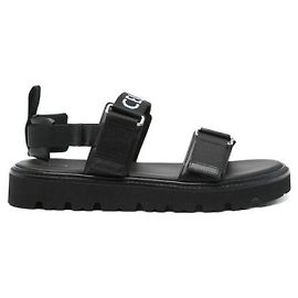Céline Sandália com tiras em jacquard e couro de bezerro Preto