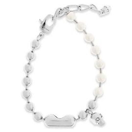 Alexander Mcqueen Pulseira de Pérolas com Caveira Prata