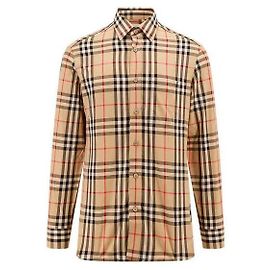 Burberry camisa de algodón a cuadros Naranja
