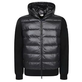 Moncler Padded Wool Zip-Up Hoodie Black