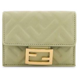 Fendi Micro Napa Leather Trifold Wallet AAJD Green