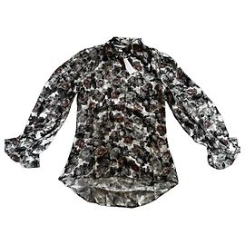 Anne Fontaine Bluse mit Blumenmuster Weiß Bordeaux Anthrazitgrau