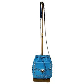 Mini borsa a secchiello in pelle Rockstud Valentino blu Blu