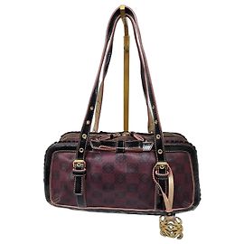 Bolsa de Ombro Loewe Monogram em PVC e Couro Envernizado Roxo/Preto Preto Roxo escuro