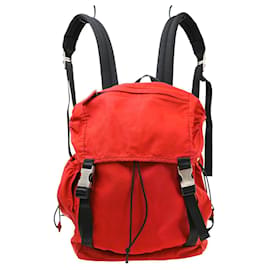 Prada Double Buckle Backpack Tessuto Medium Red