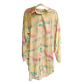 Mes Demoiselles ... Abito camicia a maniche lunghe stampato oro Multicolore D'oro