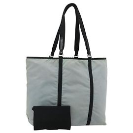 PRADA Old Tote Bag Nylon Light Blue Silver Auth am11438 Silvery Light blue