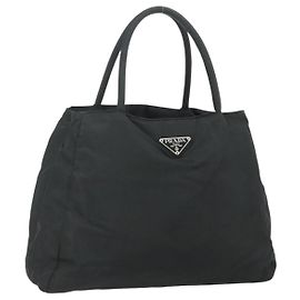 PRADA Borsa a mano in nylon nero argento Auth bs34642 Nero Argento