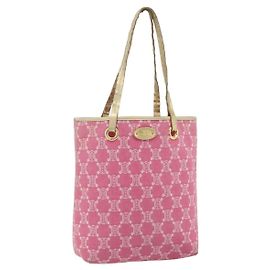 Céline Borsa tote in tela Macadam CELINE Paris in denim rosa e oro Auth 177444A Rosa D'oro