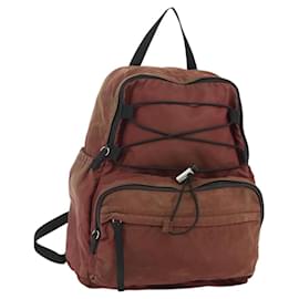 PRADA Backpack Nylon Red Silver Auth 176229 Silvery Red