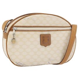 Céline CELINE Macadam Canvas Schultertasche PVC Weiß Auth 176818 Weiß