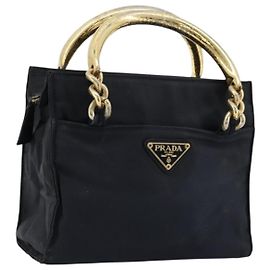 PRADA Borsa a mano con catena in nylon blu navy oro Auth bs34692 D'oro Blu navy
