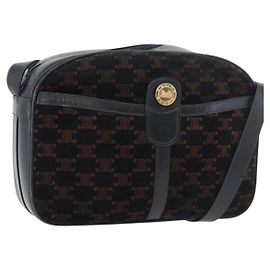 Céline Sac à bandoulière en toile Macadam Medallion CELINE Noir Or Auth 176882 Noir Doré
