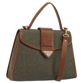 SAINT LAURENT Sac à main en toile enduite 2 en 1 Kaki Or Auth bs34511 Doré Kaki