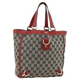 Bolsa Abbey em lona GG Gucci bege e dourada 130739 Auth 177438 Bege Dourado