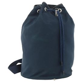 PRADA Purse Shoulder Bag Nylon Navy Silver Auth bs34671 Silvery Navy blue