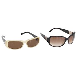 Gafas de sol PRADA Loewe de plástico 2 Set Beige Negro Auth BA12344 Negro Beige